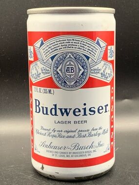 Vintage Beer Can Budweiser Lager Beer Empty Aluminum Can